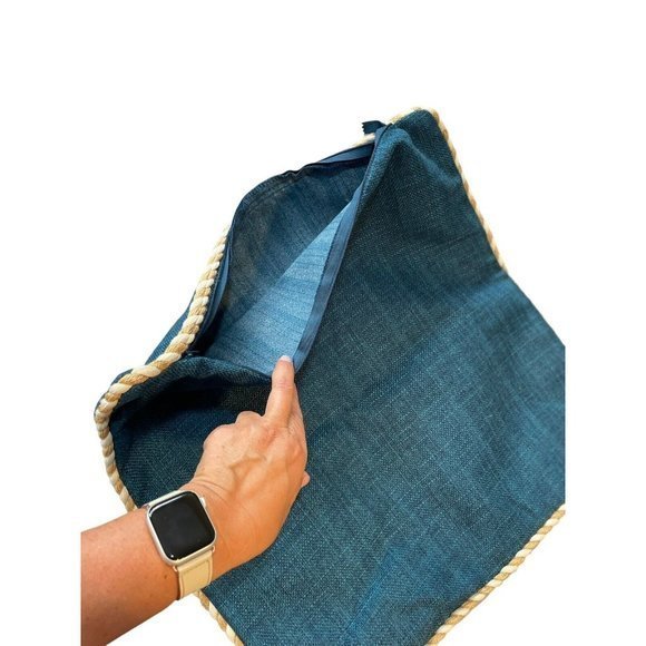 Throw pillow covers set of‎ 2 Teal Tweed Wood Botton 20x20 textured zippered - Picture 6 of 8